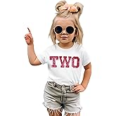 GLIGLITTR Toddler Baby Girls Birthday Shirt 2nd 3rd 4th 5th Bday Party Tshirt Outfit Sequin Glitter Two-Five Embroidered Tops