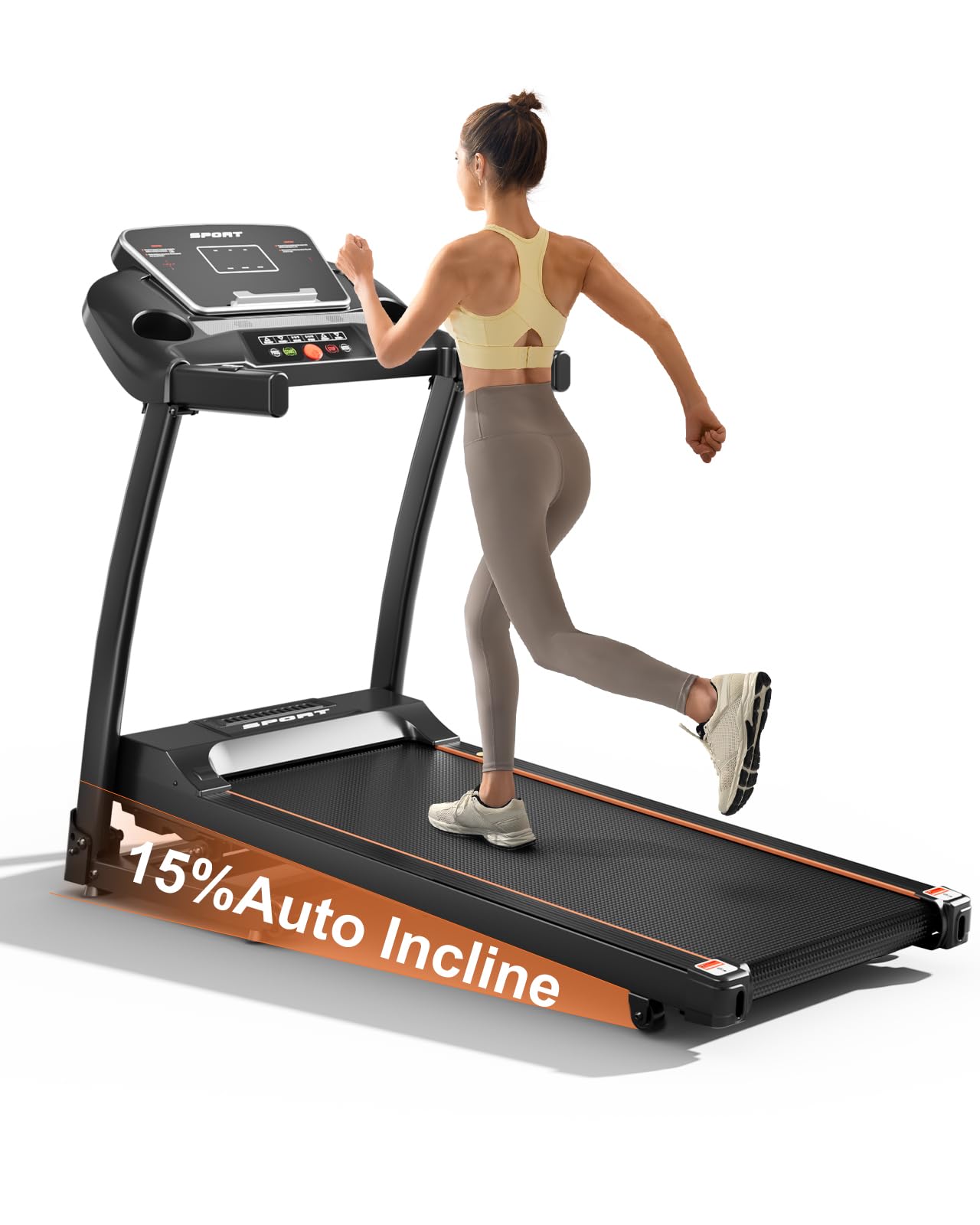 Photo 1 of Treadmill for Home, 3.0HP Folding Treadmill with Incline, 300 lbs Capacity, Bluetooth & Heart Rate Sensor, Space-Saving Design
