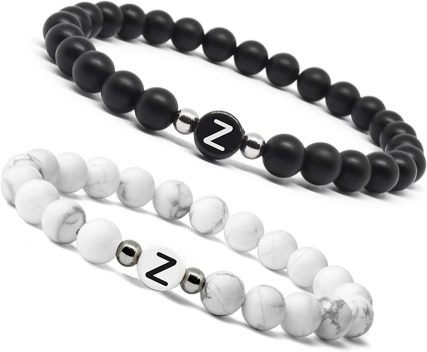 2 Pcs Initial Beads Bracelets Men Women Couple Customized Bracelet Set Boyfriends Girlfriends Gifts