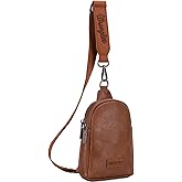Wrangler Small Sling Bag for Women, Leather Crossbody Bags Cross Body Purse Fanny Packs with Adjustable Strap for Gift