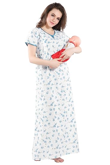 Floral Print Maternity Feeding Nighty for Womens/Mothers