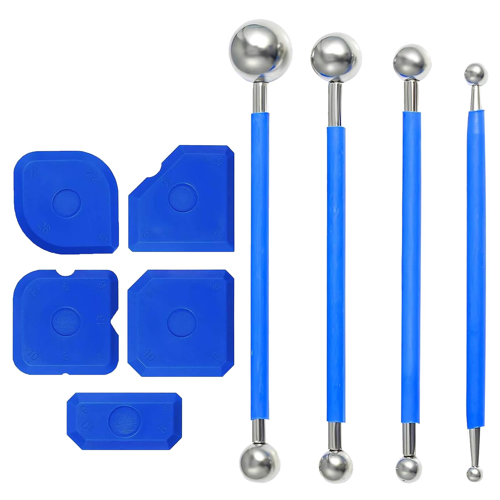 Tool Scraper Kit Joint Smoother Set, Silicone Joint Puller, Silicone Joint Puller Ball, 9 Pieces Silicone Joint Smoother Tool, Joint Smoother, Scraper Caulking Tool, for Bathroom