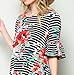 ZESICA Women's Floral Striped Ruffle Sleeve Casual Swing Tunic Dress with Pockets