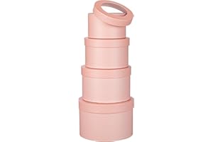 OAIRSE Flower Boxes for Arrangements Nesting Round Gift Boxes with Clear Lids Pink Round Boxes for Flowers Set of 4 Assorted Sizes Flower Boxes for Flower Arrangements, Valentine's Day, Mother's Day,