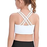 Hvididan Girls Training Bra Scoop Neck Sports Bra for Teens Kids Strappy Back Dance Yoga Crop Tops