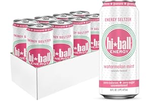 Hiball Energy Seltzer Water, Caffeinated Sparkling Water Made with Vitamin B12 and Vitamin B6, Sugar Free ,16 Fl Oz (Pack of 8), Watermelon