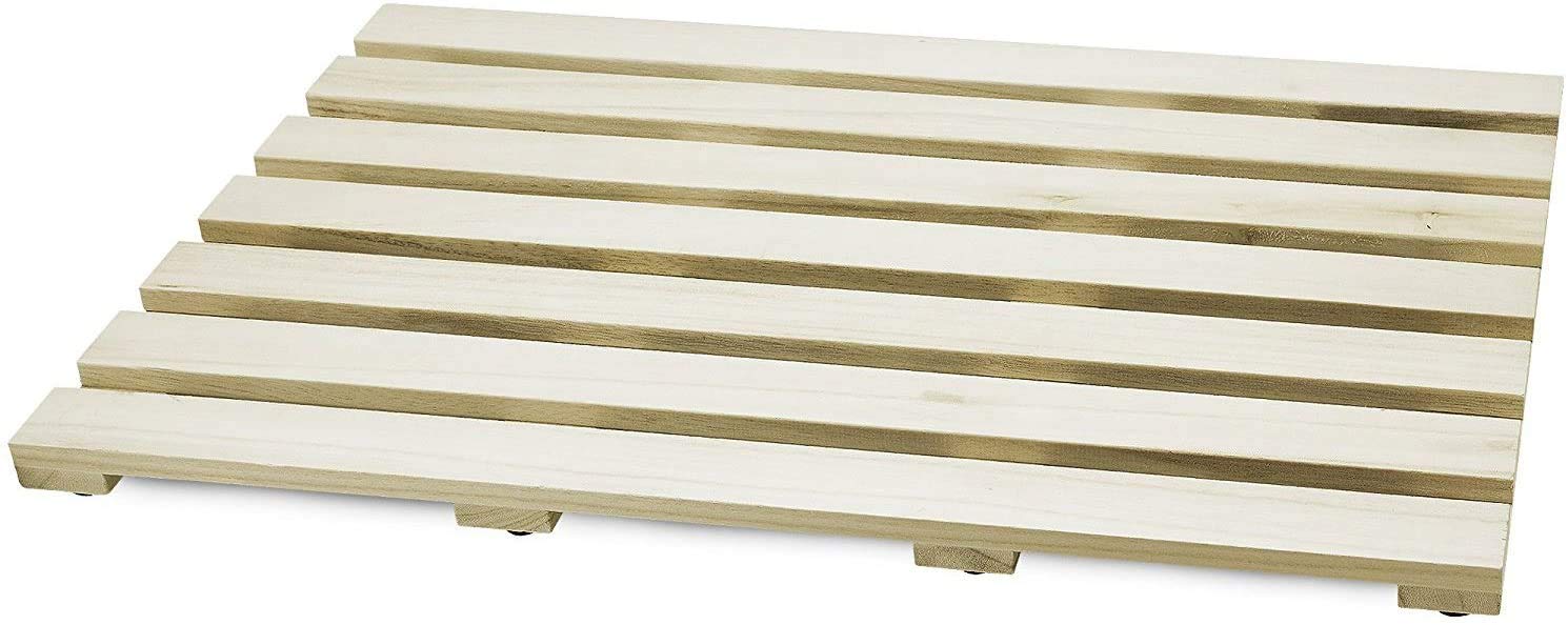 Ossian Wooden Duck Board Lightweight and Sturdy Slatted Floor Mat Board Bathroom Accessory Made from Eco-Friendly Quick Drying Natural Bamboo Wood with Anti-Slip Feet