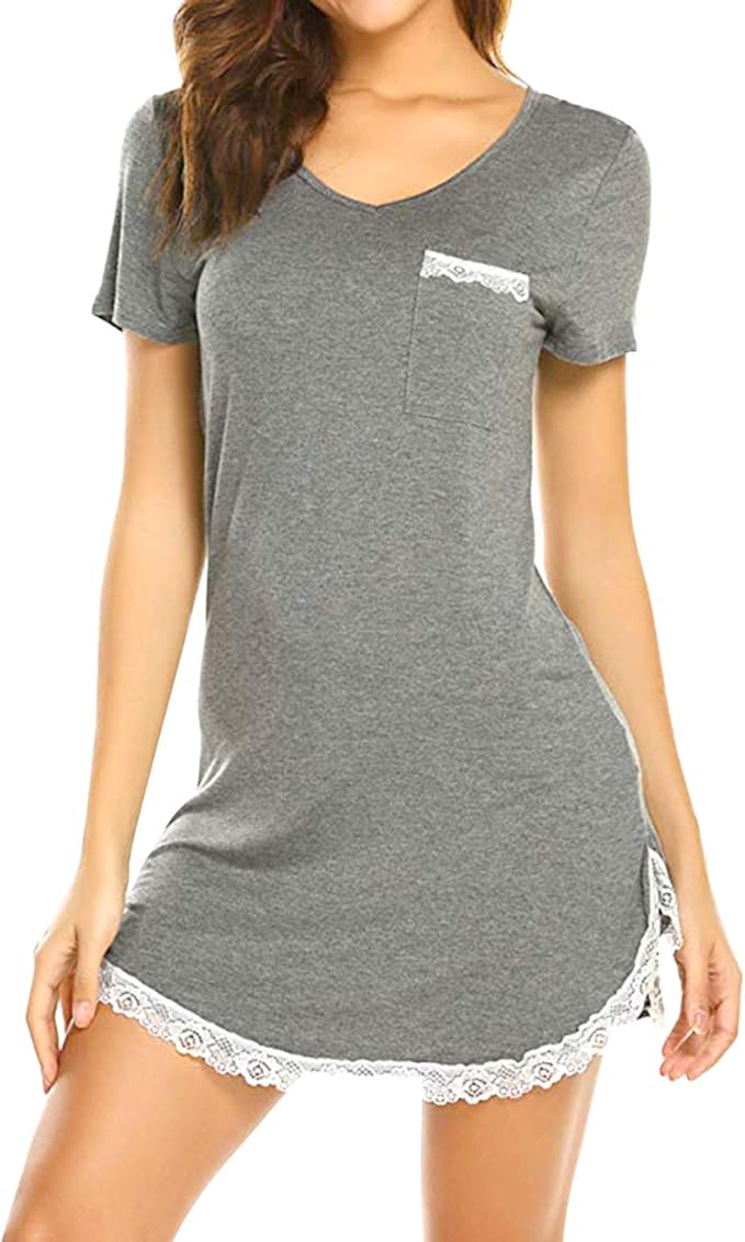 Petalum Damen Nachthemd Schlafshirt Nachtkleid Kurzarm Sexy Sleepshirt petalum-damen-nachthemd-schlafshirt-nachtkleid-kurzarm-sexy-sleepshirt
