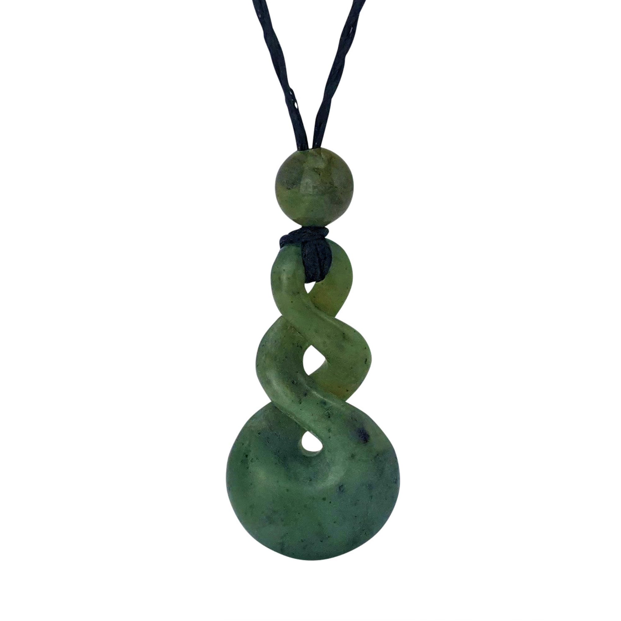 81stgeneration Nephrite Jade HEI Pikorua Pendant Necklace - Maori Double Twist Cord Necklace for Men - Handmade Greenstone Jewellery - Tribal Hand-Carved Design - Green Gemstone Statement Piece
