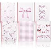 Resurhang 6 Pcs Pink Bow Composition Notebooks, Cute Girly Aesthetic College Ruled Journal, Galentines Day Ideas Gifts for Women, BFF Party Favors, 7-1/2" x 10" Journals, 110 Pages Per Comp Book