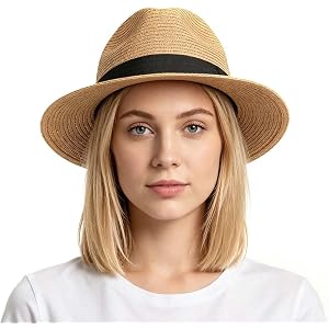 Panama Hat, Straw Hats for Summer | Panama Straw Hats for men and Womens, Wide Brim Straw Panama Hat for Summer Beach Travel