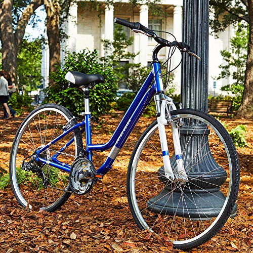700c Royce Union RMY Womens 21-Speed Hybrid Comfort Bike, 17" Aluminum Frame, Pearl Blue