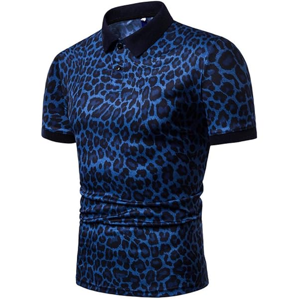 Gsywaipei Men's Leopard Print Polo Shirt Golf Athletic Printed