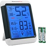 ThermoPro TP55 Digital Hygrometer Indoor Thermometer Humidity Gauge with Jumbo Touchscreen and Backlight Temperature Humidity Monitor