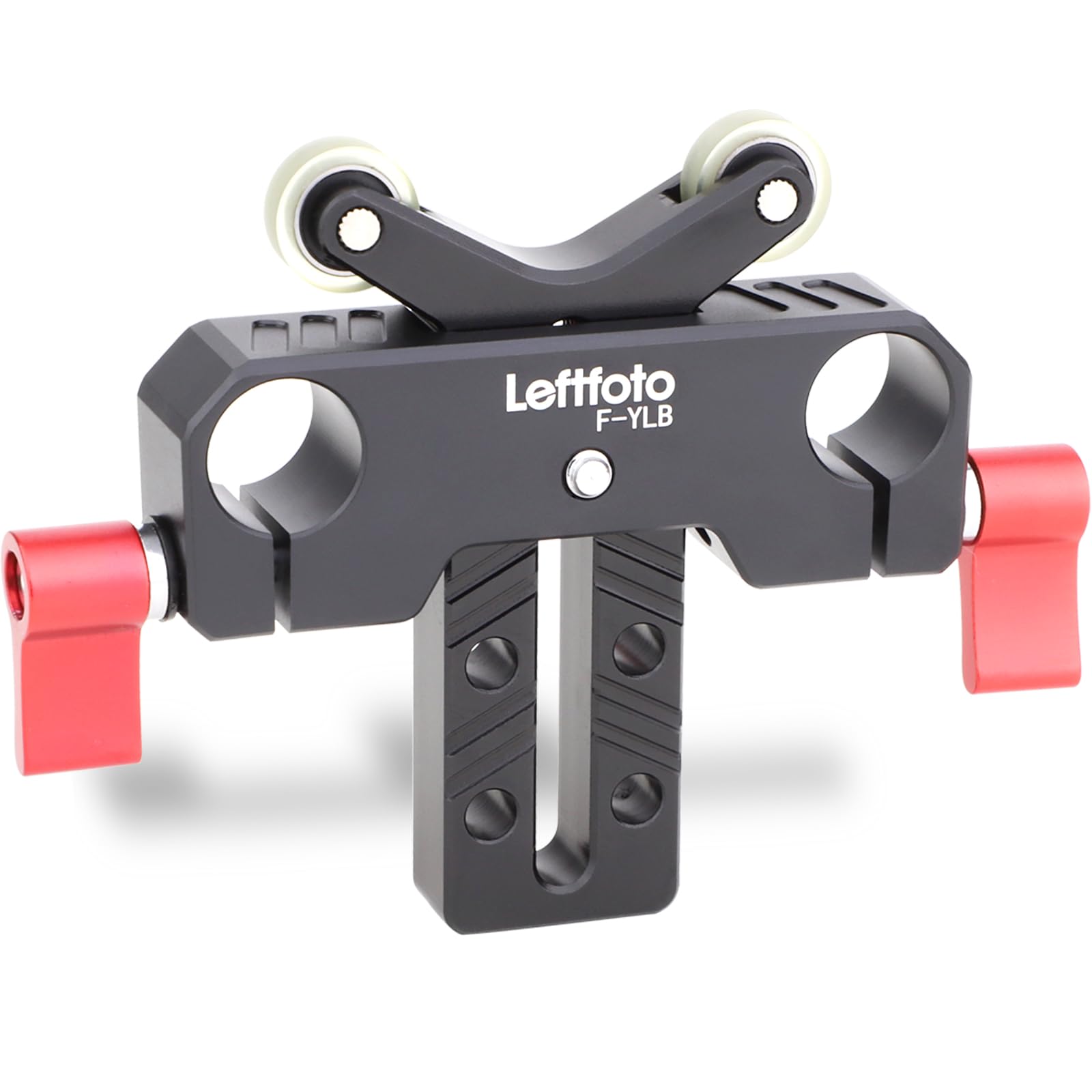 LEFTFOTO Y-Shaped Lens Bracket,Telephoto Long Lens Support Bracket with Built-In Pulley,for mirrorless Dslr Camera movie Shoulder Rig with 15mm Rods, Height Adjustable