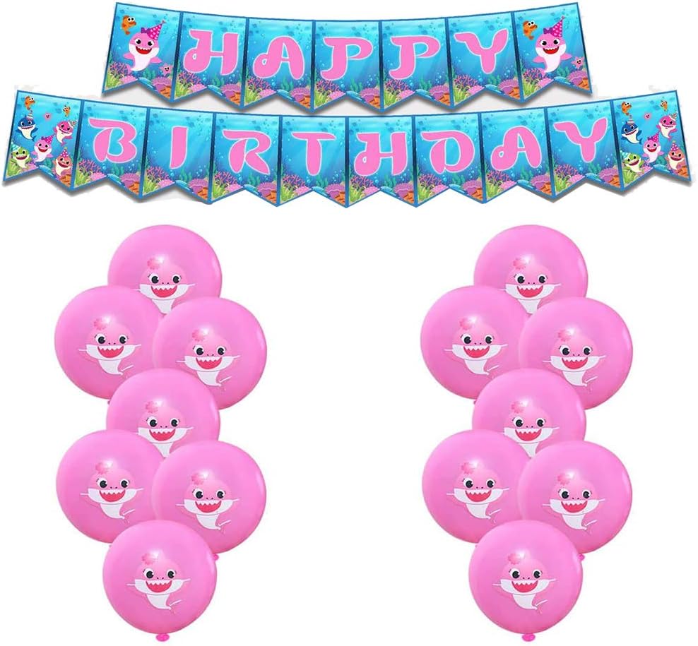 Pink Baby Shark Happy Birthday Banner Baby Shark Latex Balloons Baby Shark Birthday Decorations Baby Shark Party Supplies For Baby Girls Party Favors Party Supplies Kiririgardenhotel Com