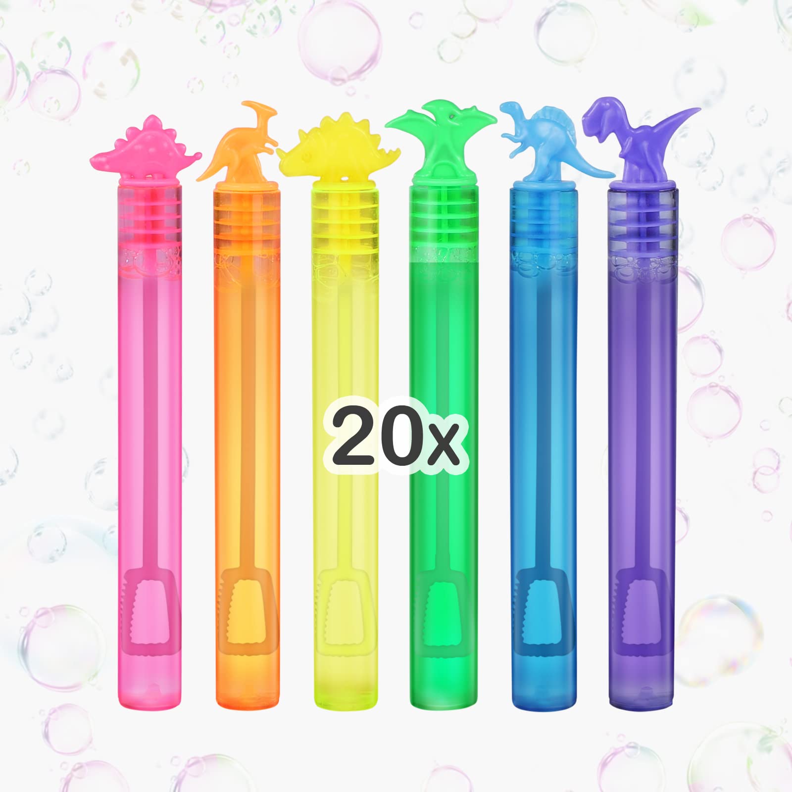 20 Packs Mini Bubbles Dinosaur Bubbles With Bubble Wand Bottles Birthday Bubble Solution Blowers For Kids Children Party Supply Summer Outdoor Toys (Dinosaur)