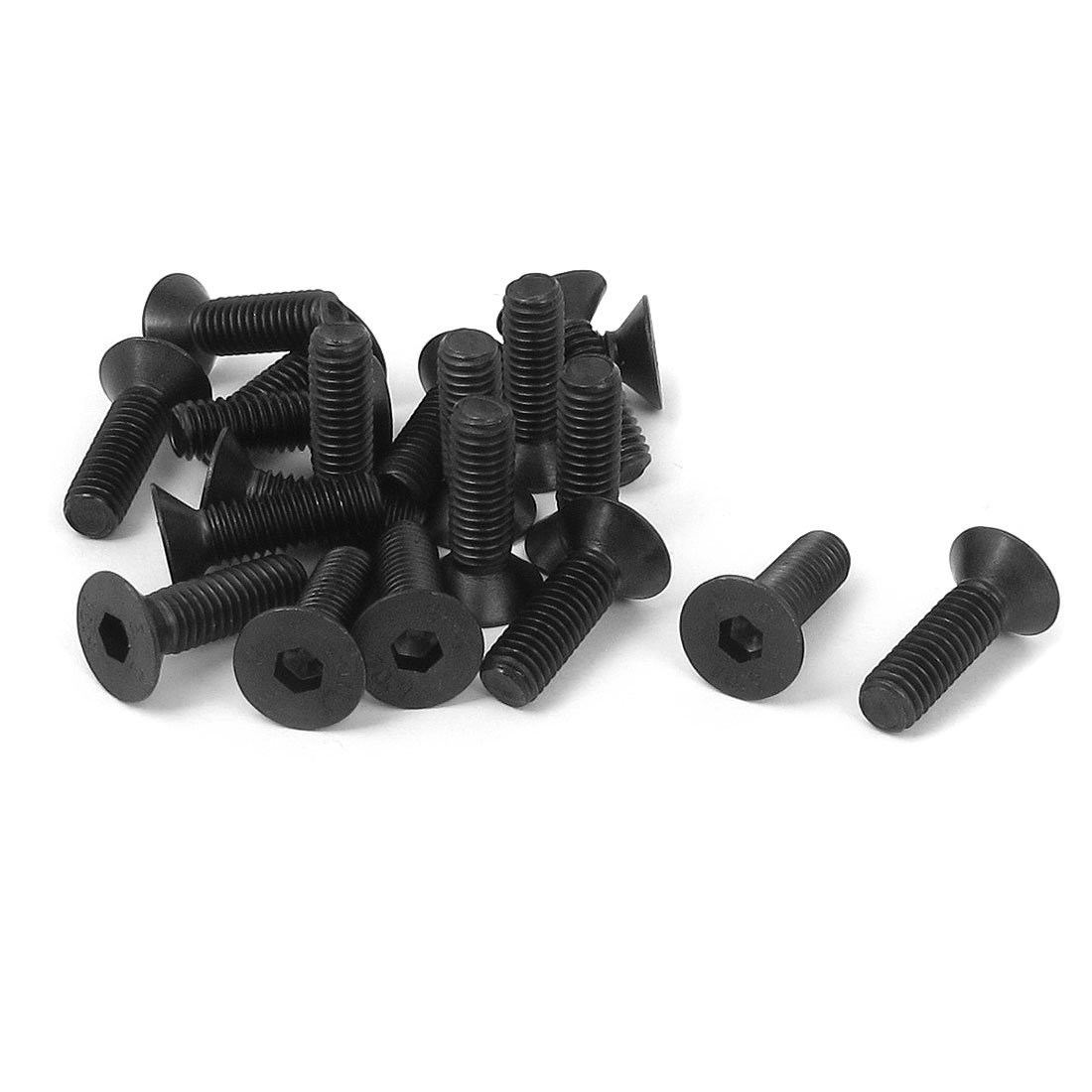Sourcingmap M6 x 20mm Metric Hex Socket Countersunk Head Screw Bolts Black 20PCS