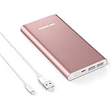 POWERADD Pilot 4GS 12000mAh Apple Lightning Portable Power Bank External Battery Charger with 3A High-Speed Output for iPhone, iPad, iPod, Samsung and More - Rose Gold (Apple 8-Pin Cable Include)