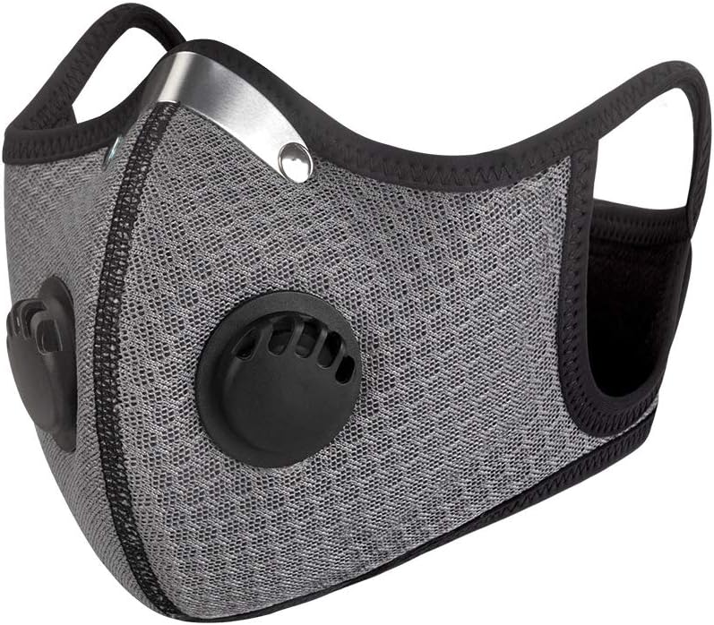 Pollution Mask with Valve Washable Dust Respirator Cotton Mouth Masks with Replaceable 5 Layer Filter for Men Women.For city commute, running, cycling, motorcycle and all outdoor activities.