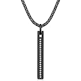 Fiusem Pendant Necklace for Men, Silver Tone/14k Gold Plated/Black Mens Pendant Necklaces with 2.5 mm Box Chain, Stainless Steel Bar Chain, 18-28 Inches