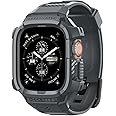 Spigen Rugged Armor Pro Designed for Apple Watch Ultra 2/1 Case with Band Protective TPU Cover with Strap - Dark Gray