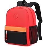 Toddler Backpack,12inch Preschool Backpack for Kids Boys and Girls 2-4 Kindergarten Preschool Bookbag with Chest Buckle (Red Black, Small)