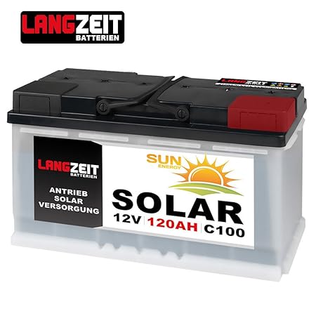 LANGZEIT 120Ah 12V Solarbatterie Boot Marine Wohnmobil Solar Batterie 100Ah