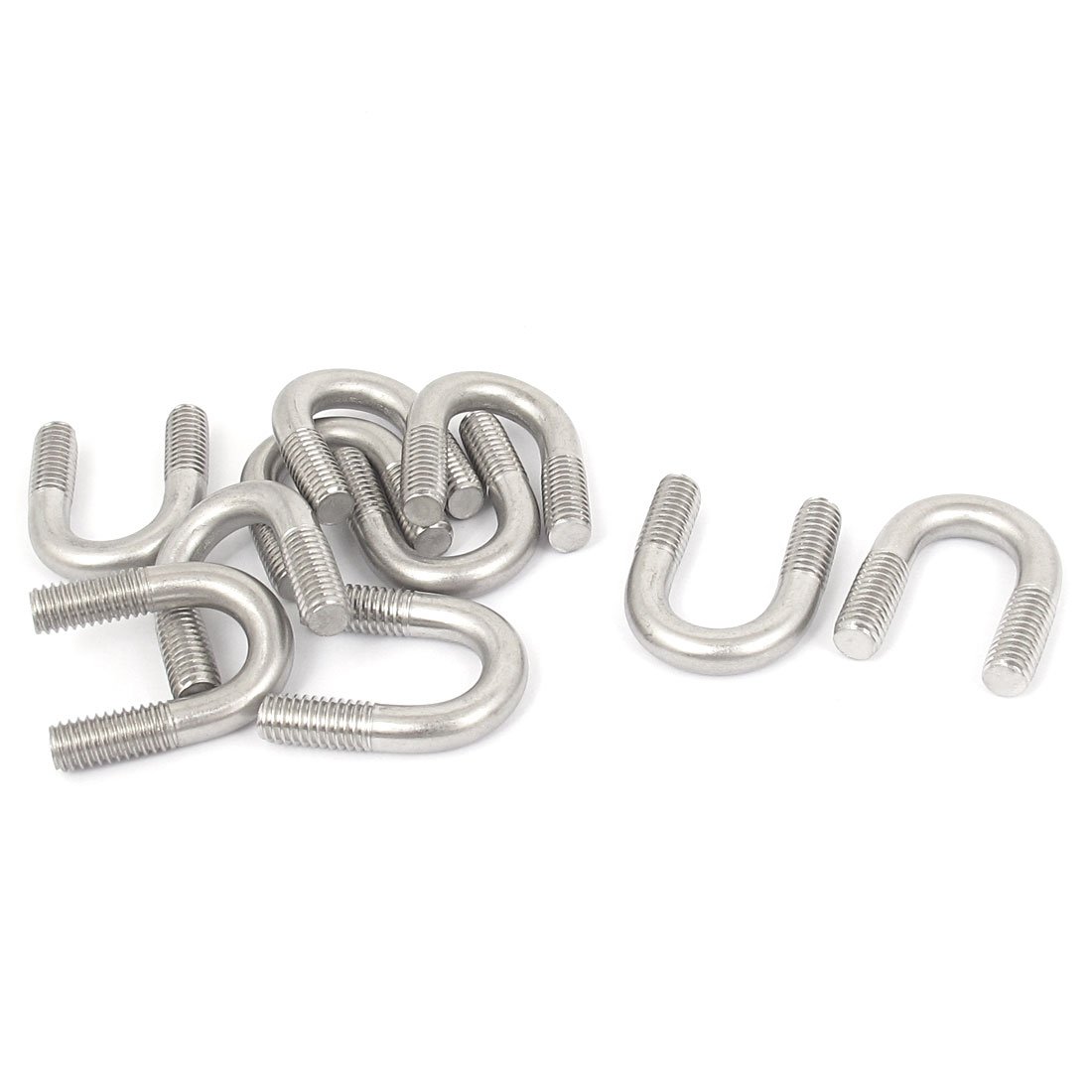 Sourcingmap U-Bolts, 10pcs M6 304 Stainless Steel Round U-Bolt Fastener for 10mm Pipe Diameter