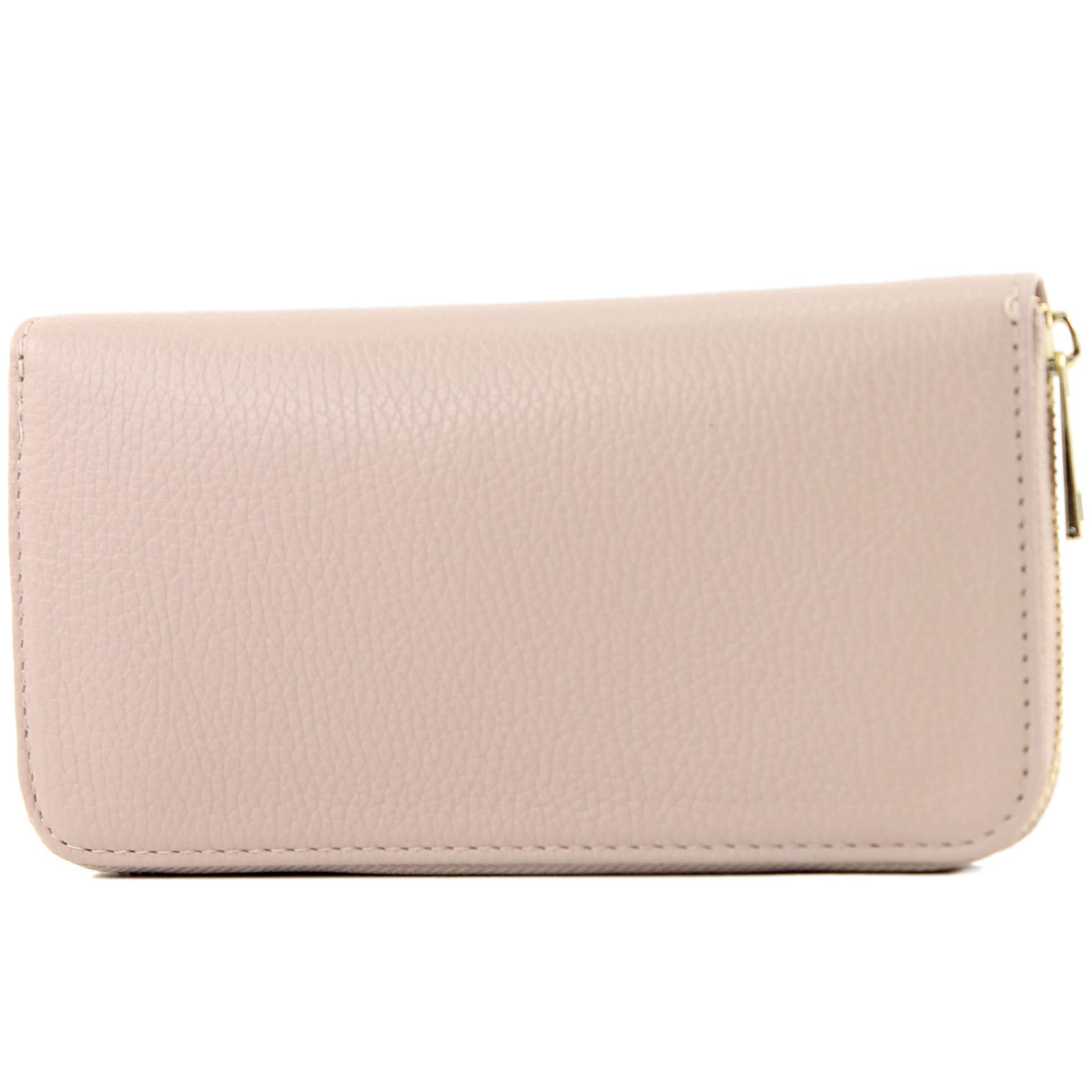 modamoda de - P02 - Italian women wallet, real leather, long, Colour:P02 Pink Beige