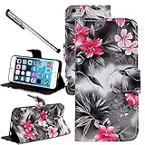 For Apple iPhone 6 Plus/ 6S Plus (5.5 inches), Urvoix(TM) Elegant Floral Flower Wallet Flip PU Leather Hard Case Cover - Stand Feature - Card Slots - Magnetic Closure (NOT for iPhone 6)