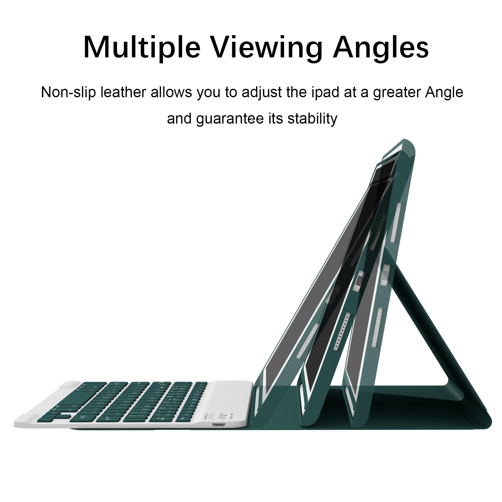 Keyboard Case for iPad 9th/8th/7th Generation 10.2 Inch [Magnetic Detachable Wireless Keyboard][Support 3 System] Flip Stand Case with Pencil Holder for iPad 10.2 2021/2020/2019, Dark Green