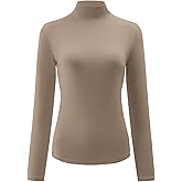 Kindcall Womens Slim Fitted Mock Turtleneck Tops Long Sleeve Lightweight Base Layer Shirts