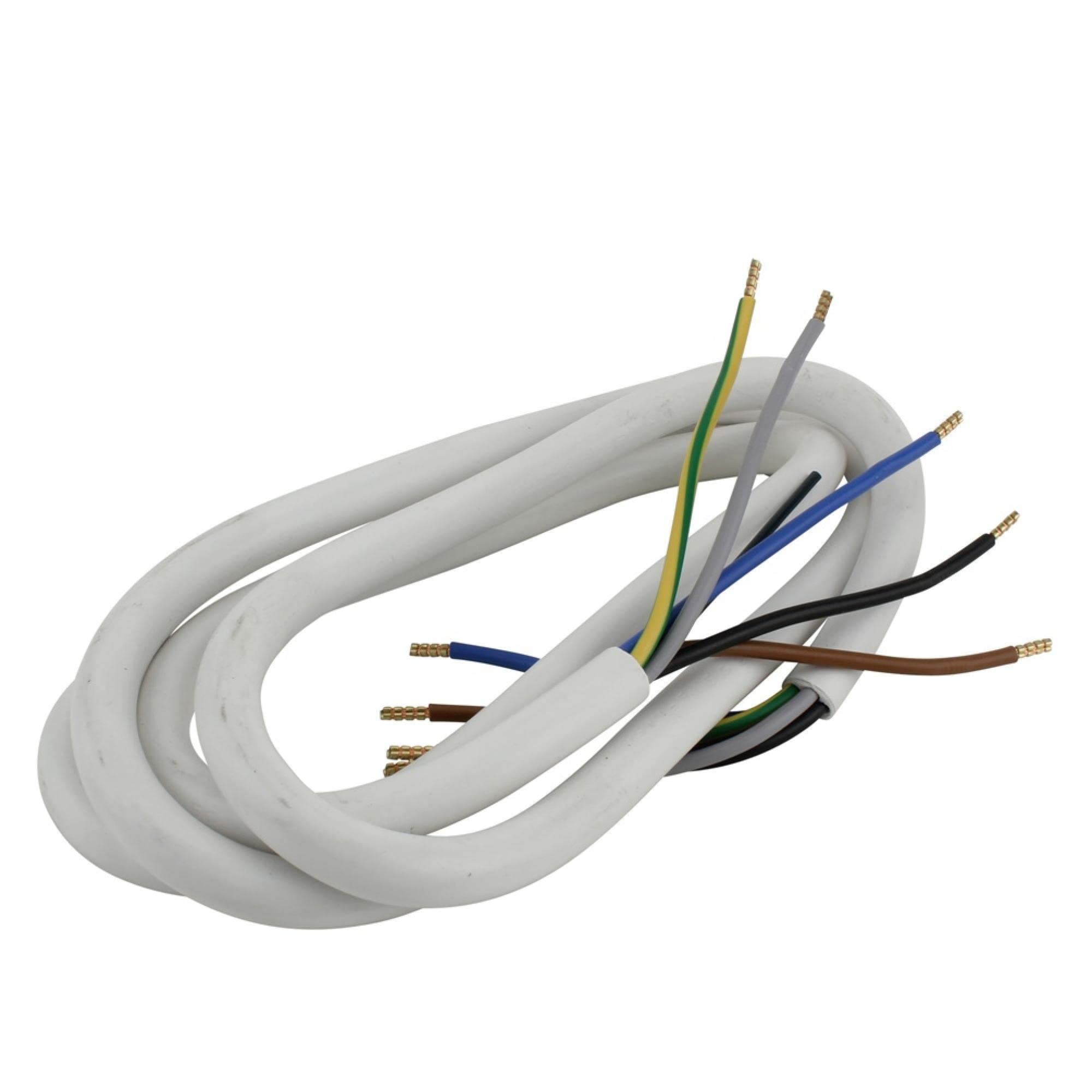 UNITEC Cooker connection cable H05VV-F 5G 2.5 mm², 2 m, white, for low and medium mechanical stress