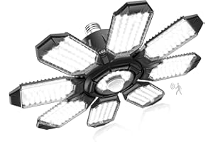 Motion Sensor Garage Light - 25000LM Motion Sensor Shop Light with 8 Foldable Panels, 6500K Indoor Motion Activated LED Light