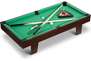 REAHOISY 36" Mini Pool Table & Billiard Set, Portable Billiards Game, Small Tabletop Pool Set Includes Balls, Sticks, Chalk, Brush & Triangle for Family