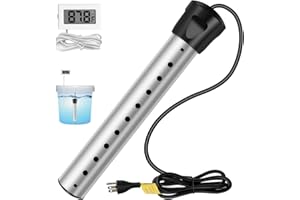 B013 Immersion Water Heater,2000W Portable Hot Water Heater with Digital LCD Thermometer,Bucket Heater with 304 SS Guard,Fast Heating Small Pools, Bathtubs,Buckets,Tanks