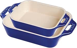 Amazon.com: Staub Ceramic Rectangular Baking Dish Set, Dark Blue (2 ...