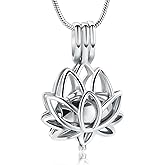 Cremation Jewelry for Ashes Pendant - Lotus Urn Necklace with Mini Keepsake Urn Memorial Ash Jewelry For Women Men