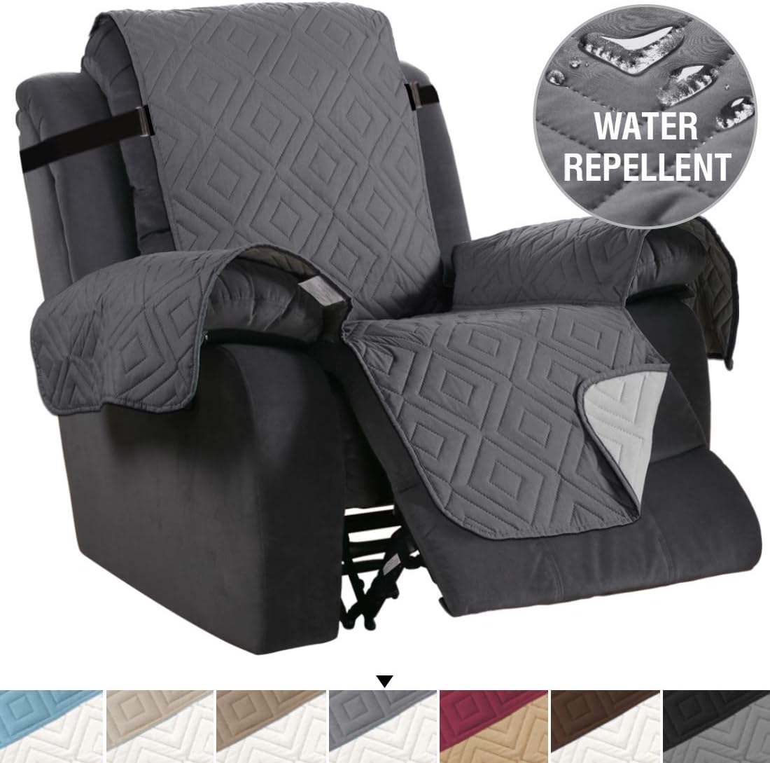 H.VERSAILTEX Recliner Cover Reversible Sofa Slipcover Furniture Protector Water Resistant 2 Inch Wide Elastic Straps Recliner Chair Cover Pets Kids Fit Sitting Width Up to 22" (Recliner, Brown/Beige): Kitchen & Dining