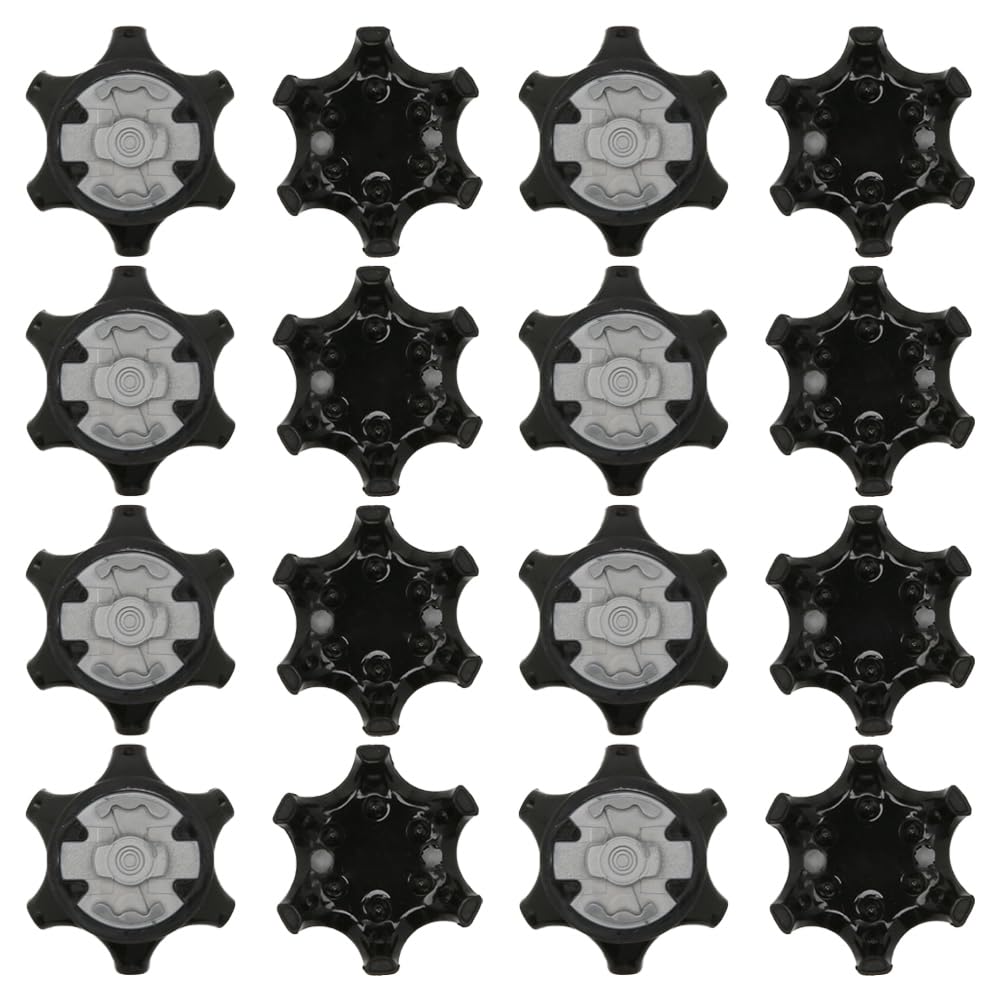 TRKETK 16 Pcs Golf Spikes - Bulk Cleats with Tooth Spikes, Easy Install Set for Golf Shoes (Black)