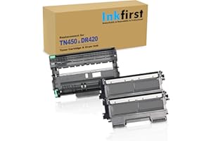 3PK-1 Inkfirst DR420 DR-420 Drum Unit + 2 TN450 TN-450 High Yield Toner Cartridges (2 Toner + 1 Drum) Compatible Replacement 