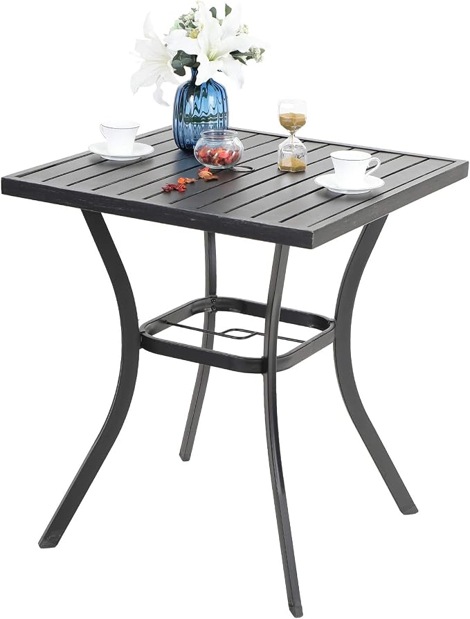 Amazon Com Phi Villa Outdoor Patio 31 Square Height Bar Table With Umbrella Hole 36 Height Coating Old Craft Kitchen Dining