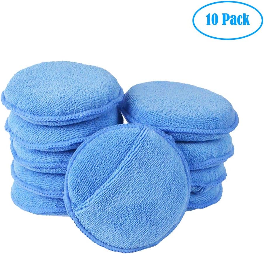 Fancartuk Car Waxing Foam Sponge Pads, 10 Pack Car Waxing Polish Microfiber Foam Sponge Applicator Cleaning Detailing Pads