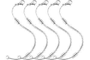 HICARER Stainless Steel Necklace Extender Chain Adjustable Silver Necklace Chain Extender with Lobster Clasp for Necklace Bracelet Jewelry Making(5 Pcs)