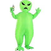 Kid's Inflatable Green Alien Costume with Fan and Battery Pack - Interstellar Suit for Young Cosmonauts