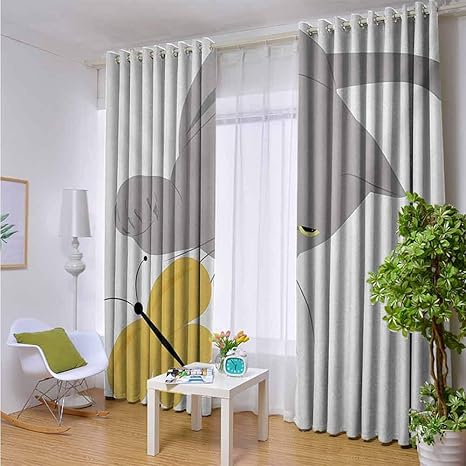 Amazon Com Exterior Outside Curtains Grey And Yellow Cat Pet