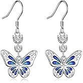 JERWLI Butterfly Earrings 925 Sterling Silver Butterfly Dangle Earrings Jewelry Gifts for Women