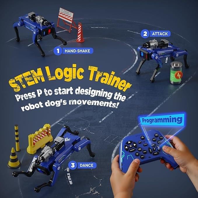 Smart Robot Dog for Kids - Police Edition - Shooting with gel bullets, Voice Commands, Remote Control, AI Programming, Music, Dance, STEM Learning Toy for Boys & Girls Ages 6+ روبوت كلب ذكي