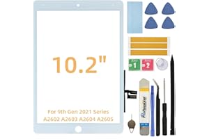 UYGHHK for iPad 9th Generation Screen Replacement Repair Kit, Touch Screen Digitizer Glass Panel White Without Home Button, Compatible with Apple iPad 9th Gen 2021 Series A2602 A2603 A2604 A2605